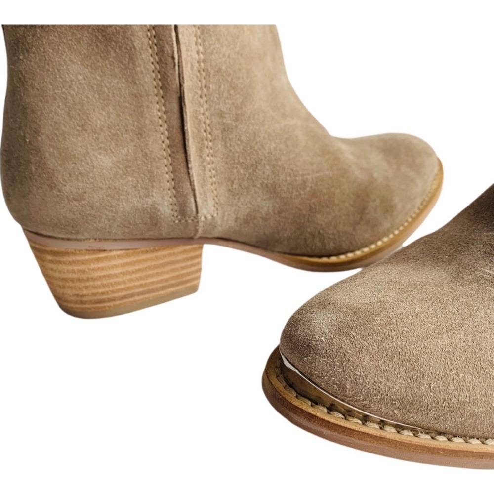 Diba True Tan Suede Leather Star Line Ankle Bootie Double Side Zippers Size 8.5 - Picture 2 of 16